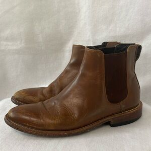 Nisolo Mens Sz 8.5 Javier‎ Chelsea cognac leather Chelsea Ankle Boots Pull On